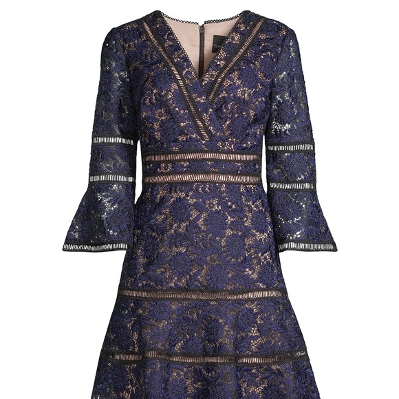 Shani Floral Jacquard Lattice Trim Fit & Flare Midi-Dress - Picture 1 of 5